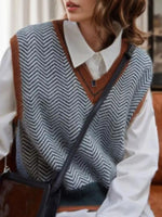 Chevron Pattern V-Neck Knit Sweater Vest