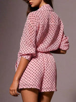 Polka Dot Button Up Shirt and Shorts Set