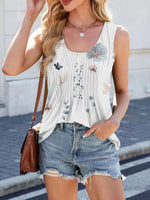 Printed Scoop Neck Wide Strap Tank