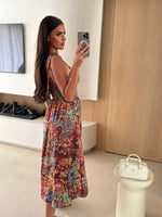 Printed Tie-Strap Midi Dress