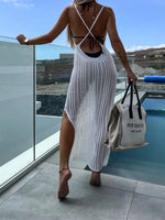 Openwork Slit Cutout Wide Strap Dress - Ladyez