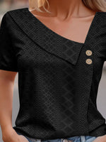 Eyelet Asymmetrical Short Sleeve T-Shirt