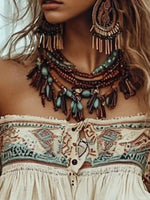 Off-Shoulder Printed Long Sleeve Blouse