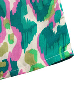 Printed V-Neck Flounce Sleeve Dress