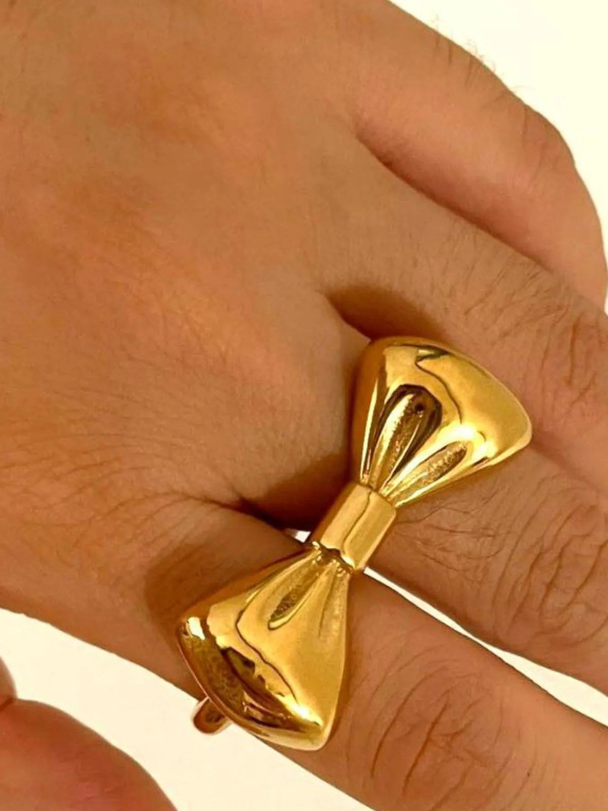 18K Gold-Plated Stainless Steel Bow Ring - Ladyez