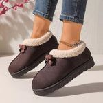 Cozy Bowknot Plush Lined Slip-Ons