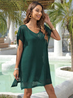 Crochet Trim Beach Cover Up Dress - Ladyez
