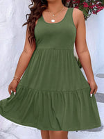 Plus Size Tiered Scoop Neck Tank Dress - Ladyez