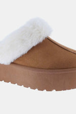 Weeboo Thick Bottom Fur Trim Snow Slippers - Ladyez