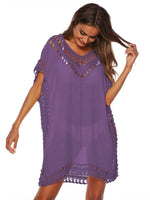 Bohemian Crochet Trim Beach Cover Up Dress - Ladyez