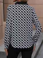 Perfee Printed Collared Neck Long Sleeve Shirt
