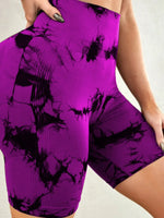 Tie-Dye High Waist Active Shorts - Ladyez