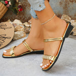 Rhinestone Strappy Flat Sandals