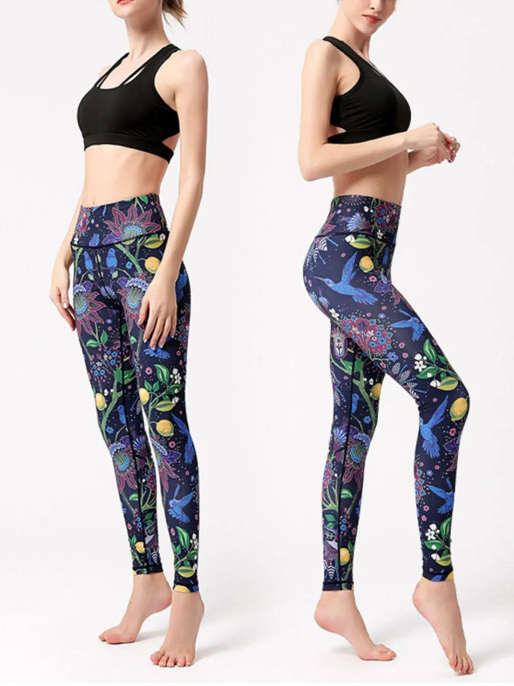 Printed High Waist Active Leggings - Ladyez