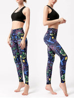 Printed High Waist Active Leggings - Ladyez