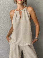 Cutout Tank and Wide Leg Pants Set