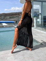 Openwork Slit Cutout Wide Strap Dress - Ladyez