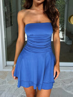 Ruched Layered Tube Mini Dress - Ladyez