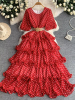 Polka Dot Ruffled Tiered Dress