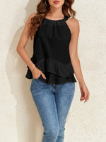Ruffled Printed Halter Neck Cami Top - Ladyez