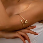 18K Gold-Plated Heart Adjustable Open Bracelet