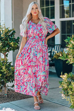 Multicolored V-Neck Maxi Dress - Ladyez