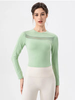 Round Neck Long Sleeve Active T-Shirt - Ladyez