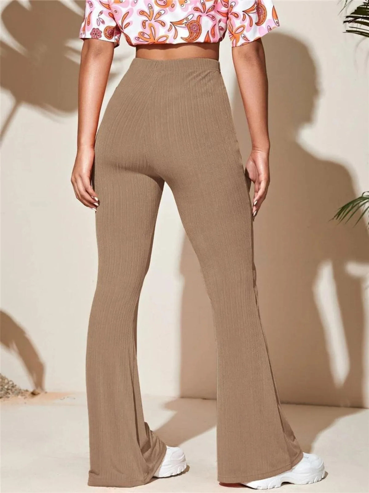 Full Size High-Waist Flare Active Pants Plus Size - Ladyez
