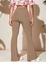 Full Size High-Waist Flare Active Pants Plus Size - Ladyez