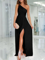 One-Shoulder High Slit Dress - Ladyez