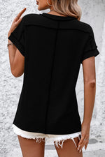 Mandy Striped Round Neck Short Sleeve T-Shirt - Ladyez