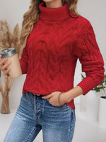 Cable Knit Turtleneck Long Sleeve Sweater