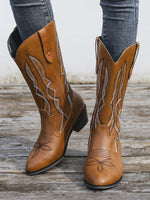 Western Embroidered Cowgirl Boots - Ladyez