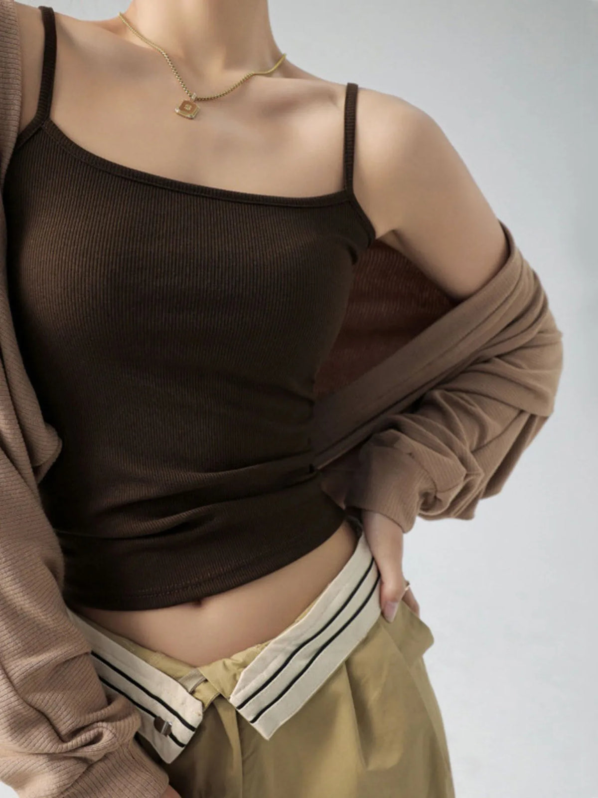 Ribbed Scoop Neck Cami Top - Ladyez