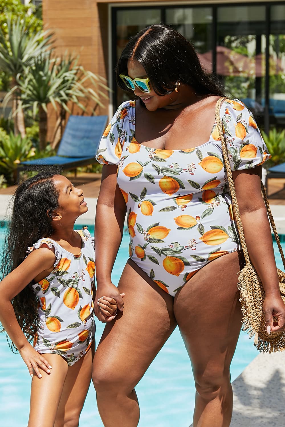 Marina West Swim Salty Air Puff Sleeve One-Piece in Citrus Orange - Ladyez