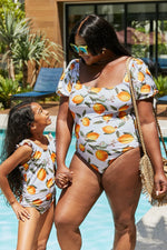 Marina West Swim Salty Air Puff Sleeve One-Piece in Citrus Orange - Ladyez