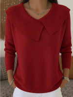 Full Size Wide-Collar Ribbed Knit Sweater Plus Size