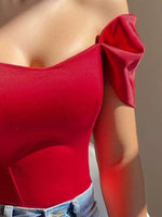 Off-Shoulder Short Sleeve Blouse