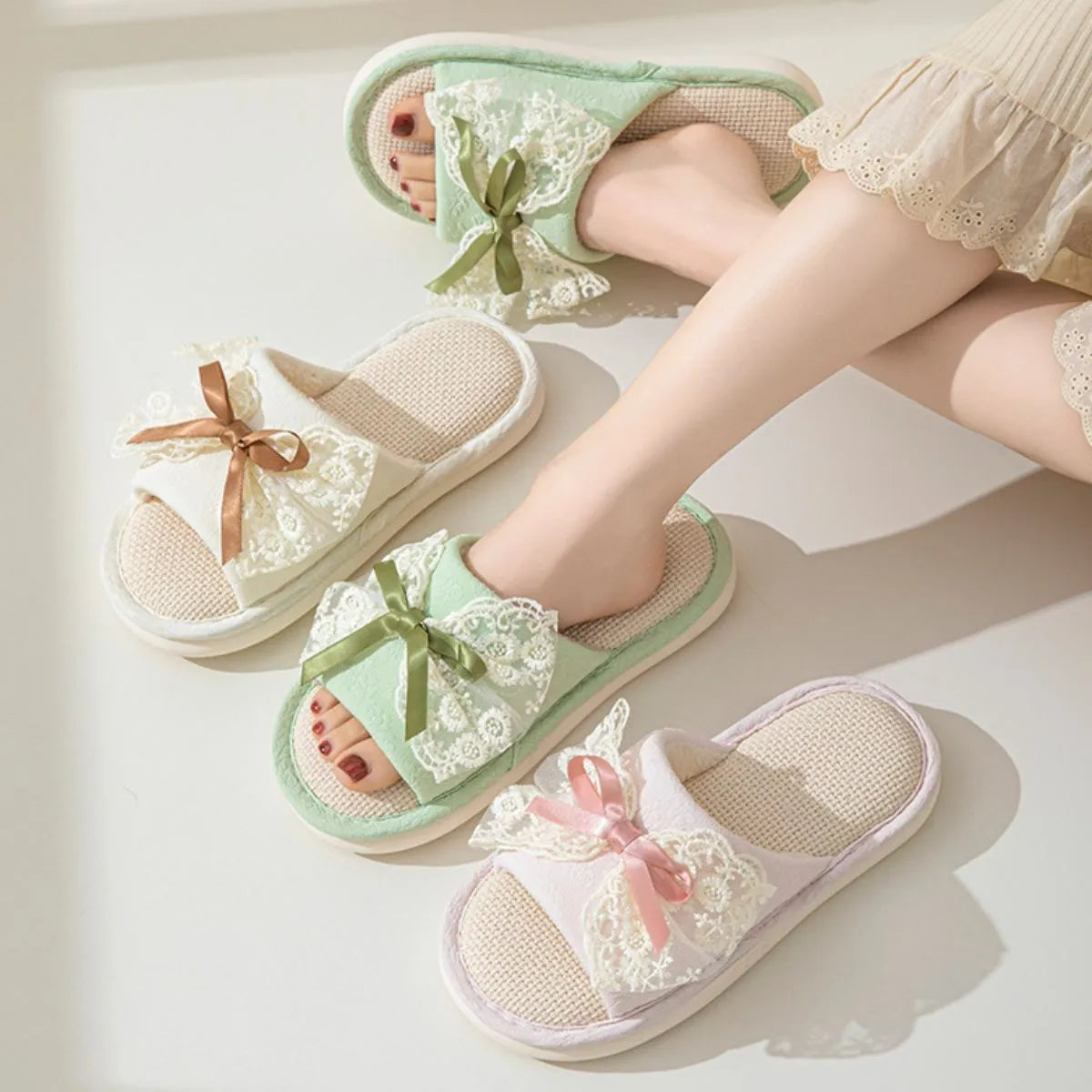 Open Toe Flats Slippers - Ladyez
