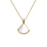 Fan-Shaped Mother of Pearl Pendant Necklace