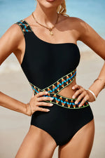 Cutout Single Shoulder One-Piece Swimwear - Ladyez