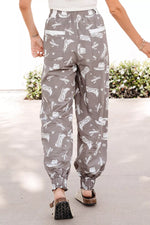 Western Cactus Cowgirl Hat Boot Printed Vintage Drawstring Jogger Pants
