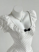 Lace Detail Polka Dot Mini Dress