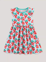 Children's Strawberry Print Ruffle Sleeve Casual Dress