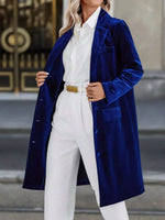 Lapel Collar Long Sleeve Longline Coat