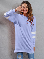 Full Size Striped Round Neck Long Sleeve T-Shirt - Ladyez
