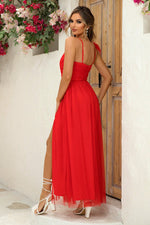 Asymmetrical Ruched Slit Dress - Ladyez