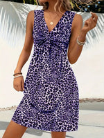 Leopard V-Neck Sleeveless Mini Dress