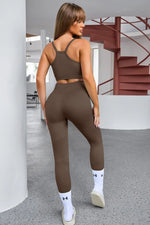 Tank Cropped Active Top and Pants Set - Ladyez
