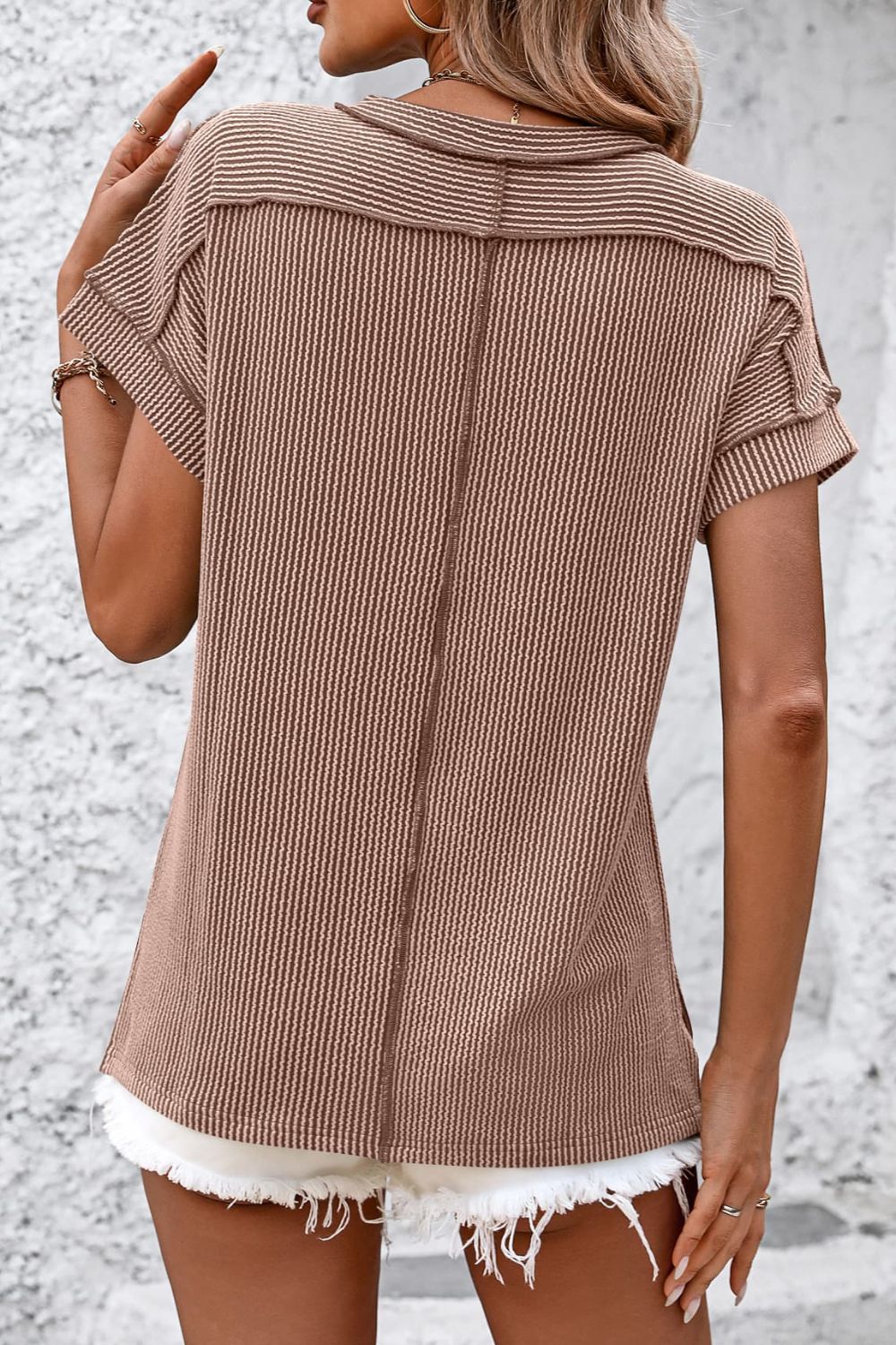 Mandy Striped Round Neck Short Sleeve T-Shirt - Ladyez